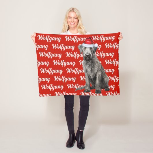Kerstmis met naam patroon voor Wolfhound hond Fleece Deken (In situ)