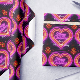 Kerstmis met neon verpersoonlijkt cadeaupapier
