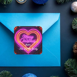 Kerstmis met neon verpersoonlijkt vierkante sticker