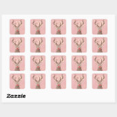 Kerstmis met neushoorn met rode neus vierkante sticker (Vel)