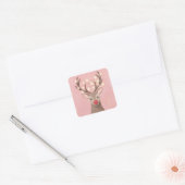 Kerstmis met neushoorn met rode neus vierkante sticker (Envelop)