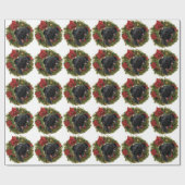 Kerstmis met Newf Black Cadeaupapier (Vlak)