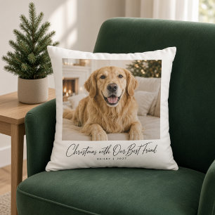 Kerstmis met onze beste vriend Hond Foto Kussen