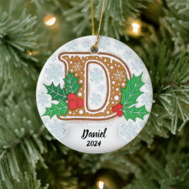 Kerstmis met op maat gemaakte letter D Keramisch Ornament