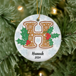Kerstmis met op maat gemaakte naam Letter H Keramisch Ornament