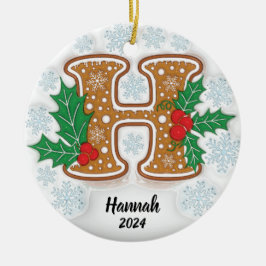 Kerstmis met op maat gemaakte naam Letter H Keramisch Ornament
