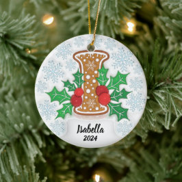 Kerstmis met op maat gemaakte naam Letter I Keramisch Ornament
