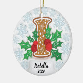 Kerstmis met op maat gemaakte naam Letter I Keramisch Ornament (Links)