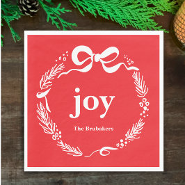 Kerstmis met originele strik in modern rood ontwer servet