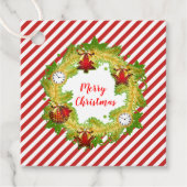 Kerstmis met Ornamenten en rode strepen Bedankjes Labels (Voorkant)