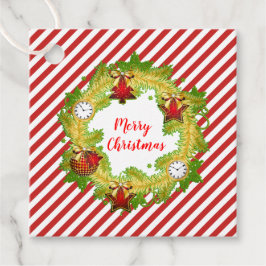 Kerstmis met Ornamenten en rode strepen Bedankjes Labels