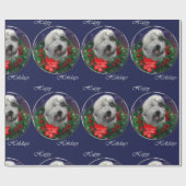 Kerstmis met Oud-Engelse Herdershond Cadeaupapier (Vlak)