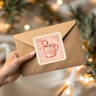 Kerstmis met Oude Heete Chocolade Vierkante Sticker