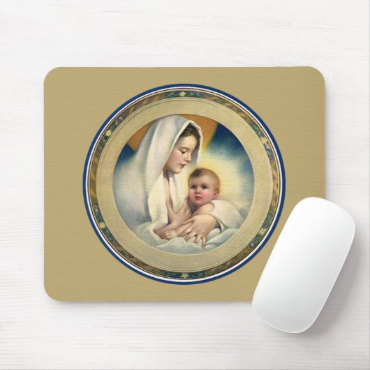 Kerstmis met oude religieuze Madonna en Kind Muismat (Met muis)