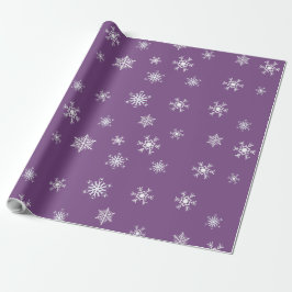 Kerstmis met Paarse en witte sneeuwvlokken Cadeaupapier