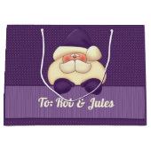 Kerstmis met Paarse kerststaren en poolstaarten Large Cadeautasje (Voorkant)