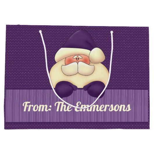 Kerstmis met Paarse kerststaren en poolstaarten Large Cadeautasje (Achterkant)