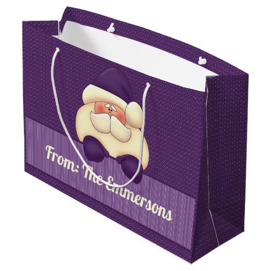 Kerstmis met Paarse kerststaren en poolstaarten Large Cadeautasje (Achterkant Gekanteld)