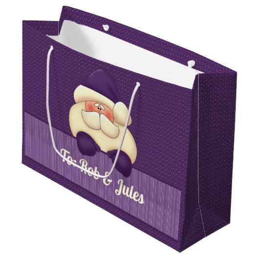 Kerstmis met Paarse kerststaren en poolstaarten Large Cadeautasje (Voorkant Gekanteld)