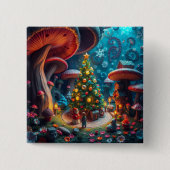 Kerstmis met paddenstoelen vierkante button 5,1 cm (Voorkant)