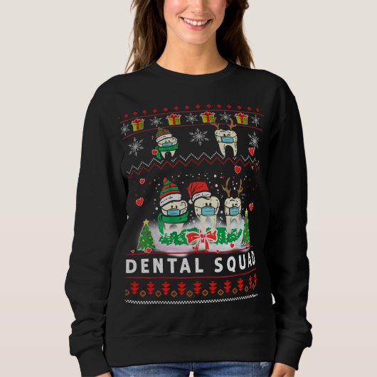 Kerstmis met Pajama Dental Squad Teeth Ugly kerst Trui (Voorkant)