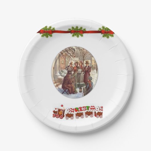 Kerstmis met papieren borden bordje (Voorkant)
