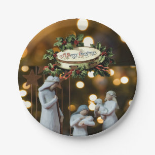 Kerstmis met papieren borden bordje