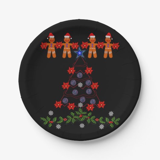 Kerstmis met papieren borden bordje (Voorkant)