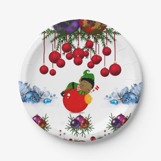 Kerstmis met papieren borden bordje (Voorkant)
