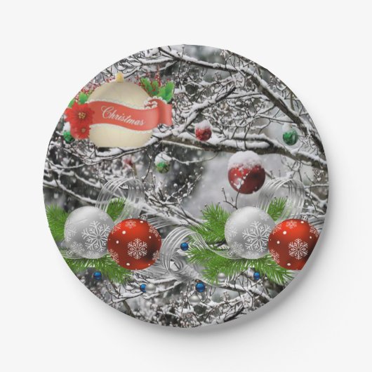 Kerstmis met papieren borden bordje (Voorkant)