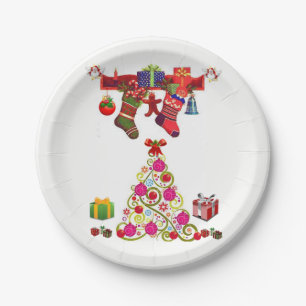 Kerstmis met papieren borden papieren bordje