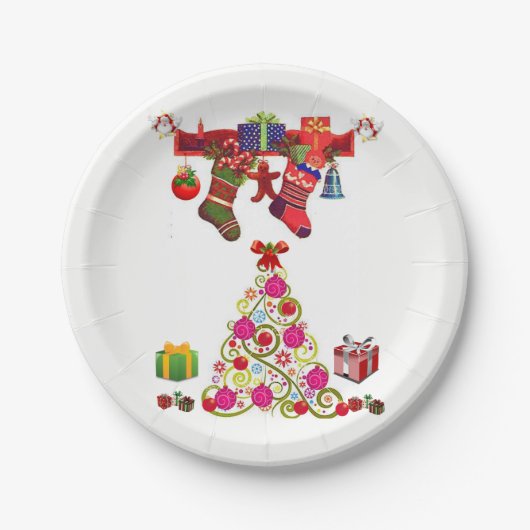 Kerstmis met papieren borden papieren bordje (Voorkant)