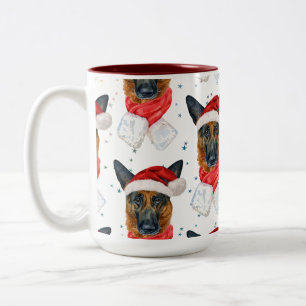 Kerstmis met patroon van Duitse Herdershond en ste Tweekleurige Koffiemok