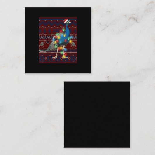 Kerstmis met Peacock lights Uganda Sweater Goat Lo Vierkante Visitekaartje (Voorkant / Achterkant)