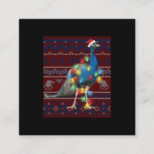 Kerstmis met Peacock lights Uganda Sweater Goat Lo Vierkante Visitekaartje (Voorkant)
