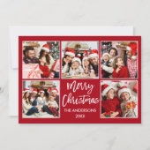 Kerstmis met penseel 5 Fotorood Feestdagenkaart (Voorkant)