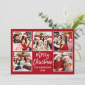 Kerstmis met penseel 5 Fotorood Feestdagenkaart (Staand voorkant)