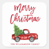  Kerstmis met penseelscript Vierkante Sticker (Voorkant)