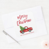  Kerstmis met penseelscript Vierkante Sticker (Envelop)