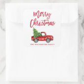 Kerstmis met penseelscript Vierkante Sticker (Tas)