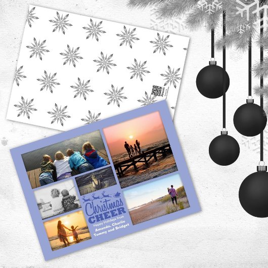 Kerstmis met Periwinkle Holiday-fotokaart Feestdagenkaart