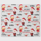 Kerstmis met persoonlijke naam Santa Couples Cadeaupapier (Vlak)