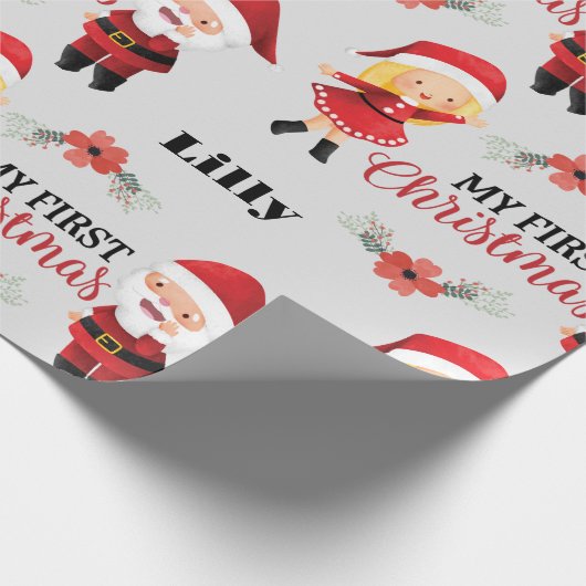 Kerstmis met persoonlijke naam Santa Couples Cadeaupapier (Hoek)