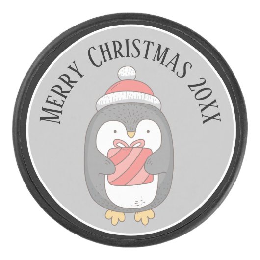 Kerstmis met Pet en pakket Hockey Puck (Voorkant)