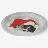 Kerstmis met Pet met kerstmis met Cute Dog Cat San Papieren Bordje (Gekanteld)