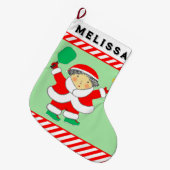 Kerstmis met Pickleball Large Kerstmis Grote Kerstsok (Voorkant (Hangend))