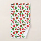 Kerstmis met Pickleball Red Green Paddles Balls X- Bad Handdoek (Handdoek)