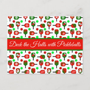 Kerstmis met Pickleball Red Green Paddles Balls X- Briefkaart