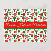Kerstmis met Pickleball Red Green Paddles Balls X- Briefkaart (Voorkant)