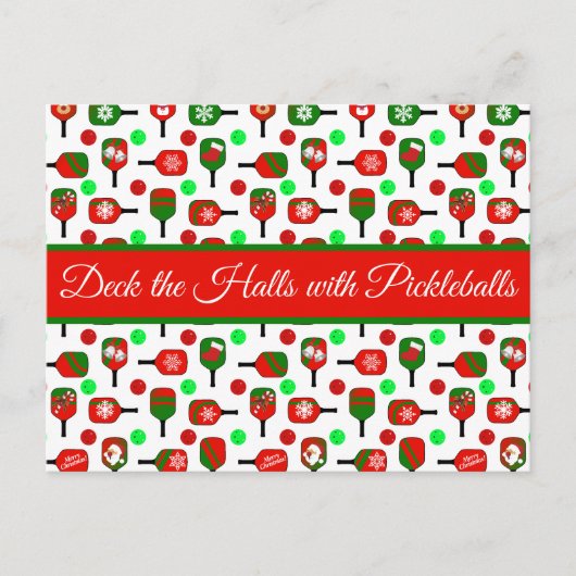 Kerstmis met Pickleball Red Green Paddles Balls X- Briefkaart (Voorkant)